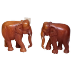 2x Antieke Houten Olifant P/st. thumbnail 1