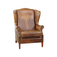 Charmante Schapenleren Oorfauteuil Met Een Mooi Patina En Een Goed Zitcomfort