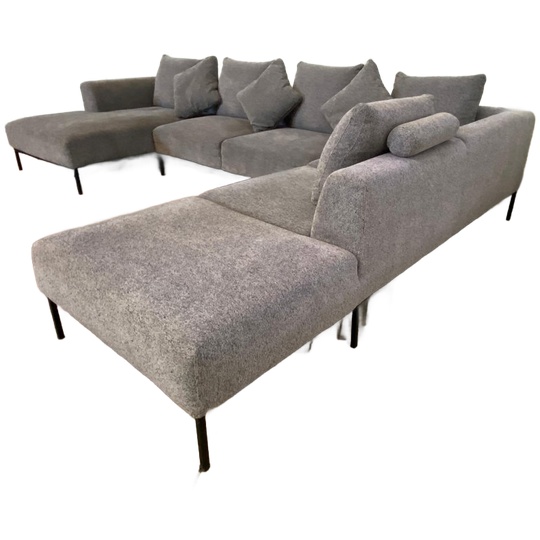 Gratis Levering Heel Benelux + Dach Montel Grote Grijs Stoffen U-bankstel 1