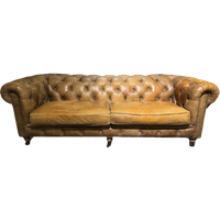 Stoere Vintage Chesterfield 3 Zits Bank Cognac Camel