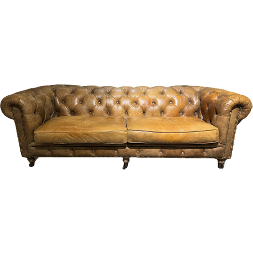 Stoere Vintage Chesterfield 3 Zits Bank Cognac Camel