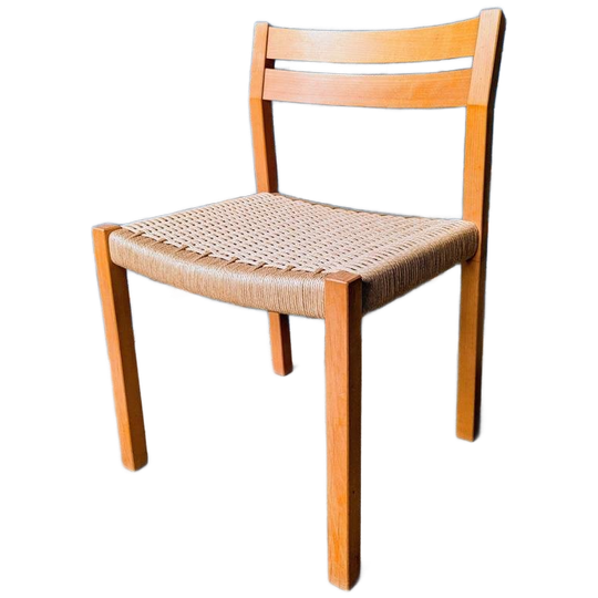 Vintage Papercord Stoel/ Eiken, J.l. Moller, Model 401 1