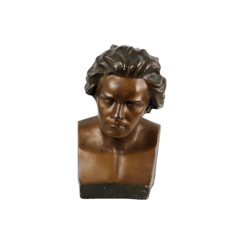 Groot Borstbeeld Buste Sculptuur Beethoven Gips 46Cm