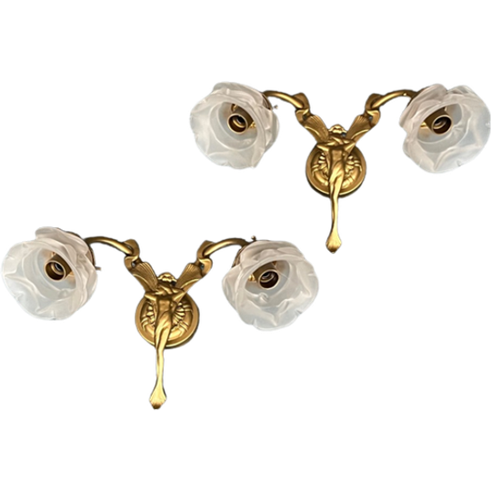 Paar Wandkandelaars In Art Nouveau-stijl. 1