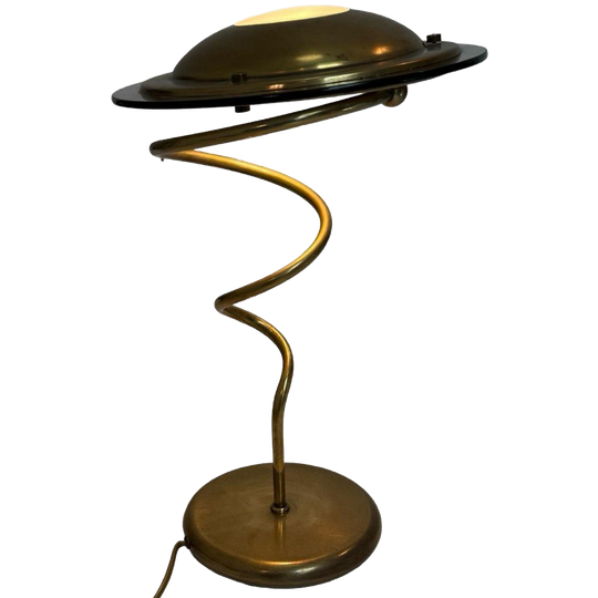 Steinhauer - Brass / Gold Colored And Smoked Glass - Vintage Postmodern Style Desk Lamp 1