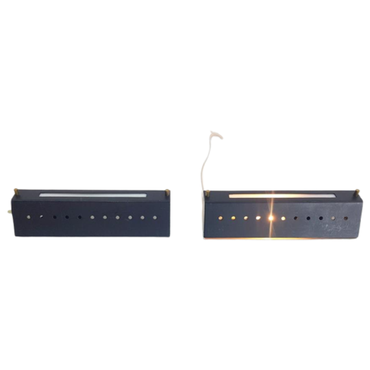 2 Vintage Wandlamp Bedlamp ’50 Italy Metaal Plexi Midcentury 1