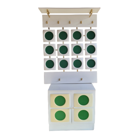 Pop Art Jaren 70 Garderobe Set Groen - Schoenenkast Met Kapstok 1