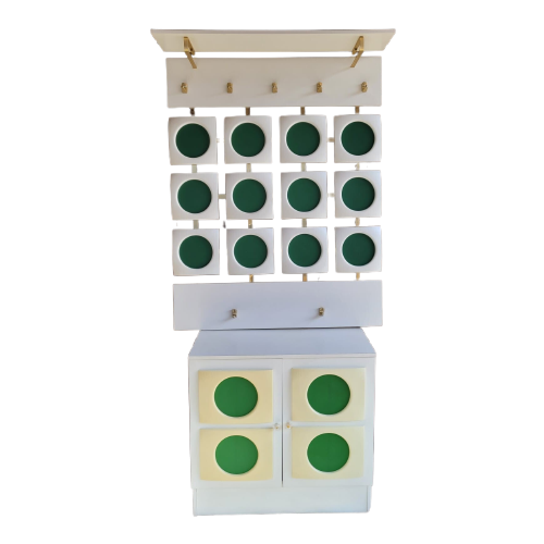 Pop Art Jaren 70 Garderobe Set Groen - Schoenenkast Met Kapstok