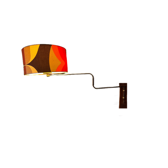 Space Age Swing-arm Wandlamp Met Oranje Bloem Schaduw 1