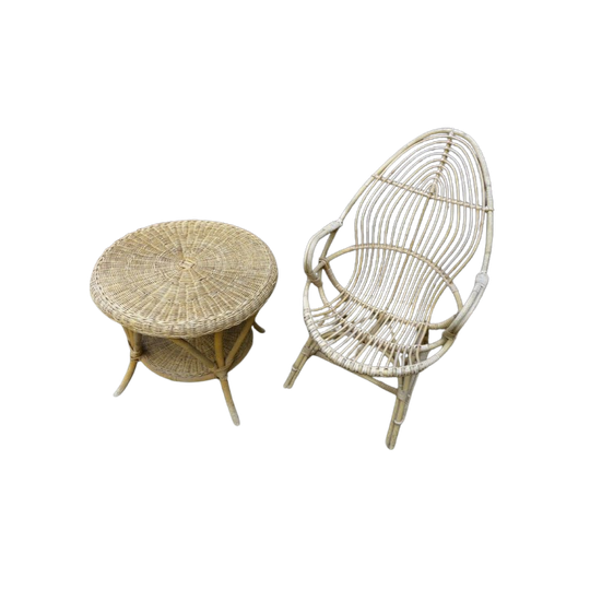 Mooie Rotan Stoel Fauteuil Met Rond Tafeltje 1