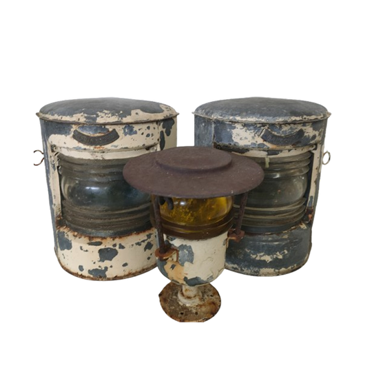 Vintage Set Brocante Maritieme Lampen (toplicht, Bak-stuurboord) 1