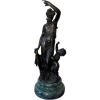 Henri (Emile Adrien) Trodoux (1875 - 1899). Origineel Bronzen Beeld Op Marmeren Voet.