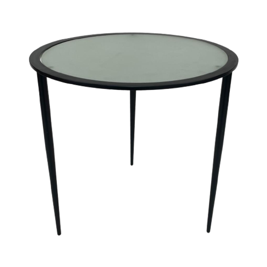 Vintage Bijzettafel Jaren 80 Metaal En Glas Design 1