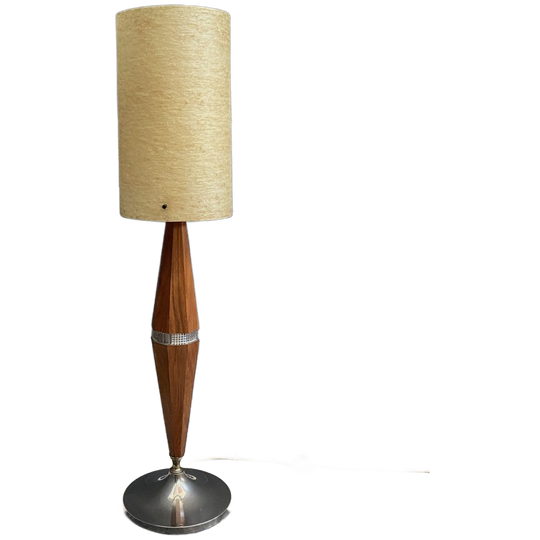 Rare Wood Floor Lamp With Contra Diabolo Base 1960s 1