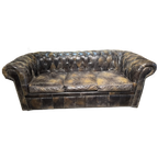 Gave Chesterfield 3 Zits Bank Met Een Gave Geleefde Uitstraling Zwart thumbnail 1