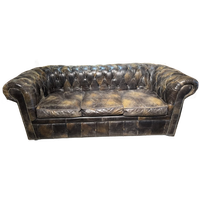 Gave Chesterfield 3 Zits Bank Met Een Gave Geleefde Uitstraling Zwart