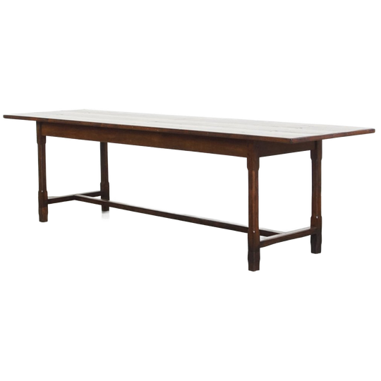 Tijdloze Antieke Engelse Pinewood Eettafel Voor 6 Tot 8 Met Een Eiken Onderstel 1