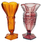 Set Artdeco Vazen Boheems Glas 1930’S Stolzle Paars Amber thumbnail 1