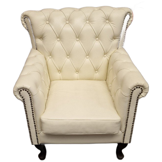 Southfolk Classic Chesterfield Fauteuil – Vanille, Leer 1