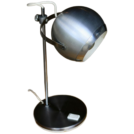 Vintage Oogbollamp In Geborsteld Aluminium 1