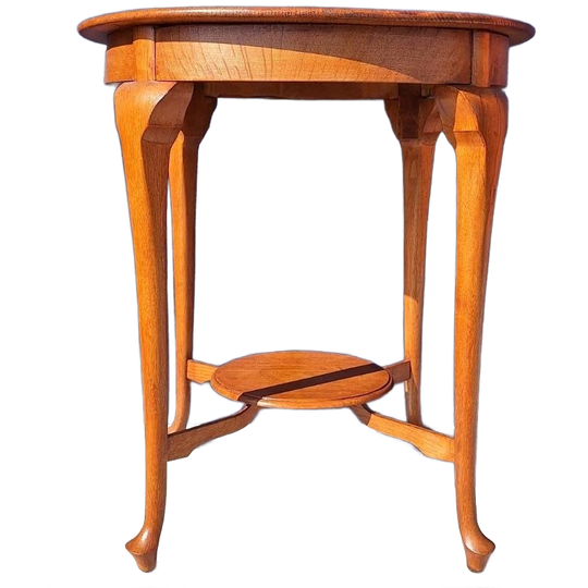 Antieke Vintage Wijntafel, Ronde Eikenhouten Bijzettafel 1