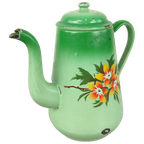 Antieke Emaille Kan Met Bloemen thumbnail 1