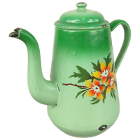 Antieke Emaille Kan Met Bloemen