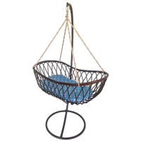 Vintage Rotan Hangend Baby Wiegje Schommel Bedje.