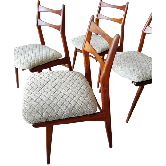Vintage Set Van 4 Teakhouten Eetkamerstoelen Habeo 1