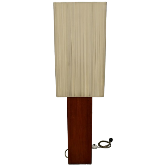 Grote Vintage Teak Vloerlamp Met Vierkante Beige Kap, 1960/70s 1