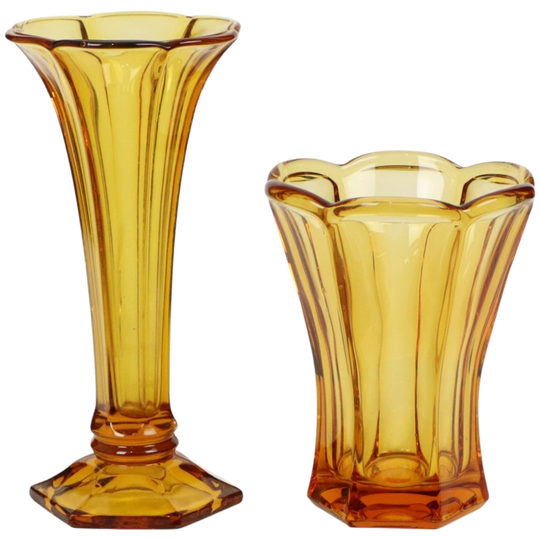 Set Amberkleurige Vazen Luxval Américain Art Deco 1935 1