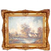 Vintage Waterrijk Landschap Met Boerderij In Lodewijk Xvi L