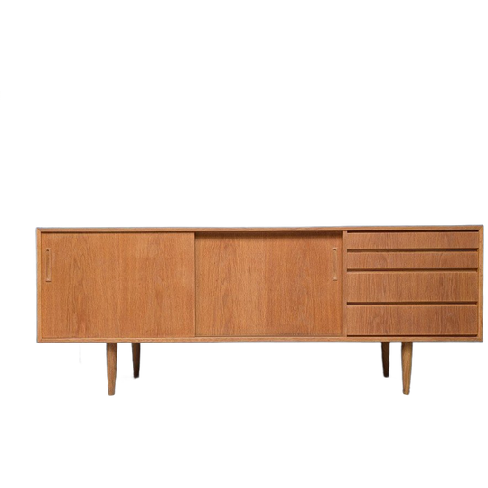Vintage Eiken Lowboard, Deens Midcentury Design 1