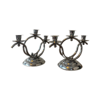 Art Deco 1930S Demeyere Chrome Candlesticks, Belgium