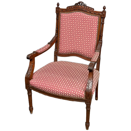 Antieke Fauteuil In Lodewijk Xvi-stijl. Massief Eikenhout. 1