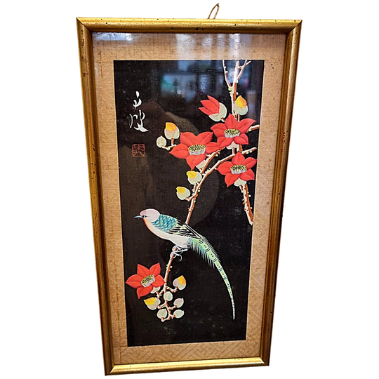 Vintage Chinees Schilderij Op Zijde 1