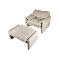 Italiaanse Cassina Maralunga Fauteuil Met Voetenbank
