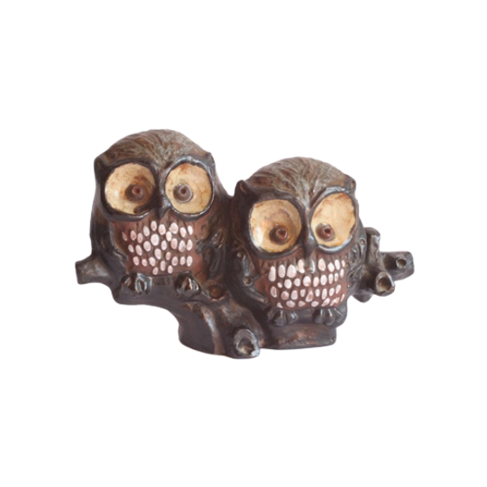 Ceramic Owls Sculpture By Elisabeth Vandeweghe For Perignem 1970s, Belgium. 1