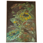 Mid Century Olieverf Op Linnen Schilderij Zonnebloemen thumbnail 1