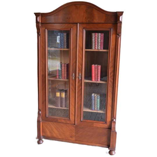 Prachtige Antieke Mahonie Houten Boekenkast, Vitrinekast 1