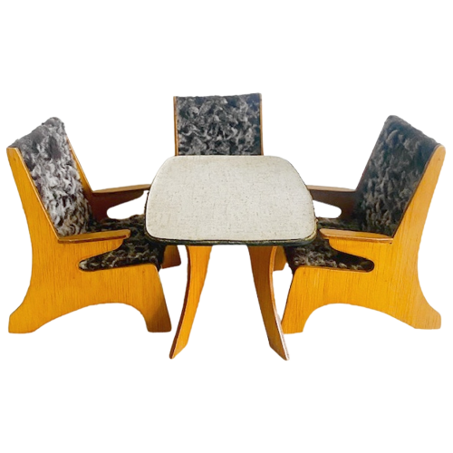 Miniatuur Meubels Mid-Century Deens Design Fauteuils En Tafel 1960’S