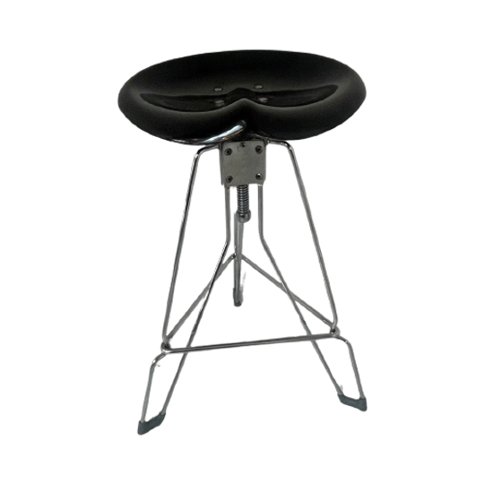 Yasu Sasamoto- Dulton - Industrial Vintage Bar Stool With Tractor Seating, Model Clipper Ii - Bla 1