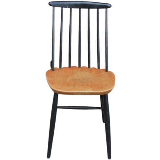 Spijlenstoel Retro Zwart En Houtkleur 1