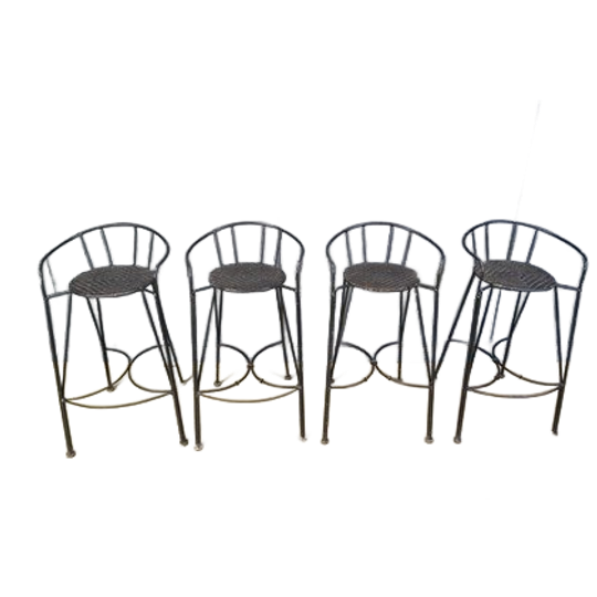 Vintage Wrought Iron And Rattan Bar Stools, Set Of 4 - 1970s 1