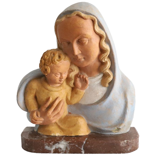 Beeld Maria Met Kind Op Marmer, Jaren '60 1