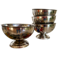 4x Vintage Rvs Ijscoupe Zilver