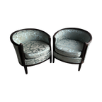 Art Deco Lounge Zetel Set Met Licht Blauwe Bloem Design. thumbnail 1