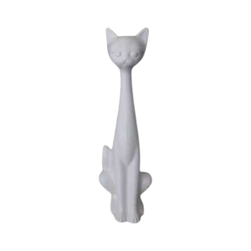 Vintage Witte Keramieke Kattenornament.