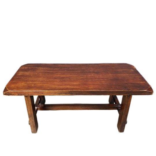 Solid Wood Brutalist Dining Table, 1960s 1