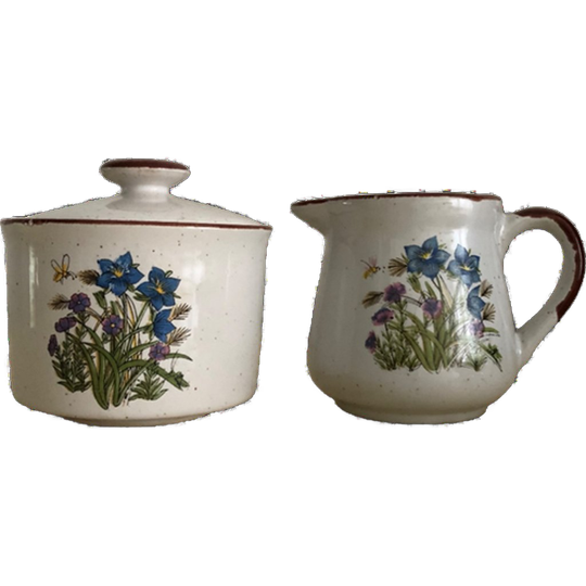 Prachtige Vintage Suikerpot En Melkkan Set 1